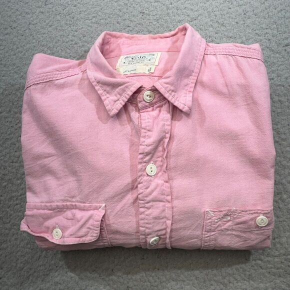 VINTAGE Polo Ralph Lauren Shirt Men Large Pink Double Dual Pocket USA Made Ivy - Picture 1 of 13